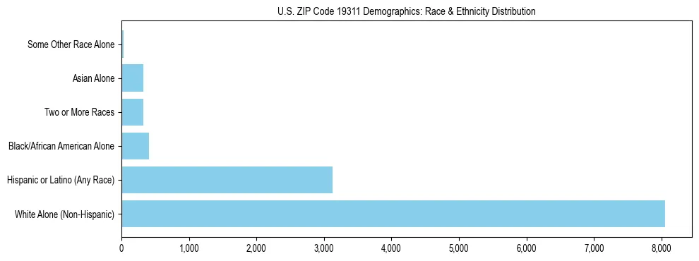 Race and Ethnicity Distribution Chart for US ZIP Code 19311