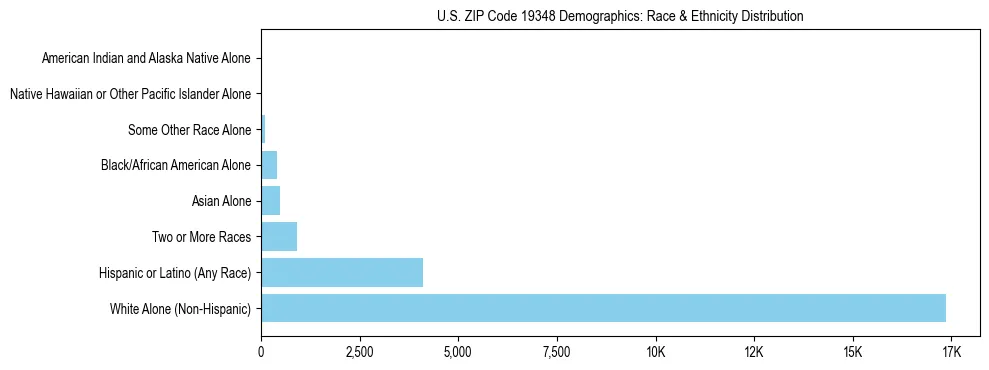 Race and Ethnicity Distribution Chart for US ZIP Code 19348