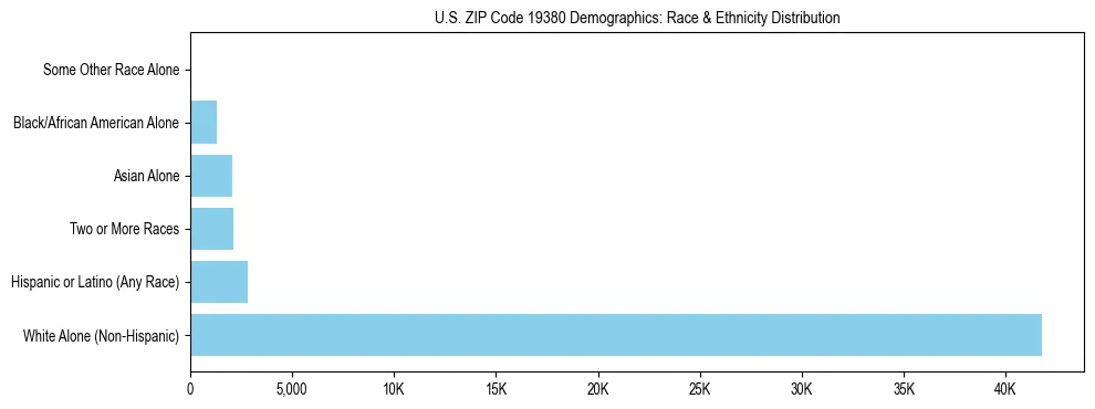 Race and Ethnicity Distribution Chart for US ZIP Code 19380