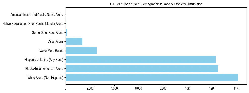 Race and Ethnicity Distribution Chart for US ZIP Code 19401