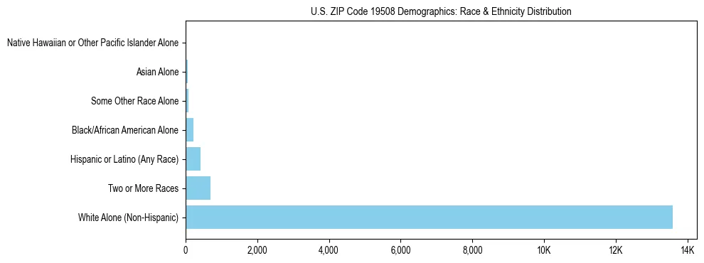 Race and Ethnicity Distribution Chart for US ZIP Code 19508
