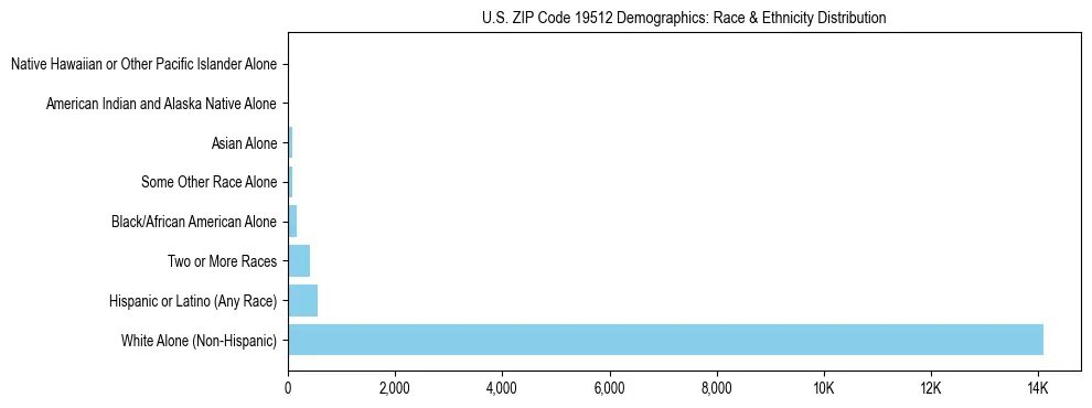 Race and Ethnicity Distribution Chart for US ZIP Code 19512