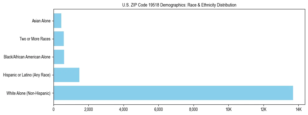 Race and Ethnicity Distribution Chart for US ZIP Code 19518