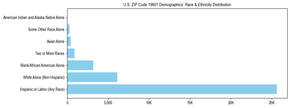 Race and Ethnicity Distribution Chart for US ZIP Code 19601