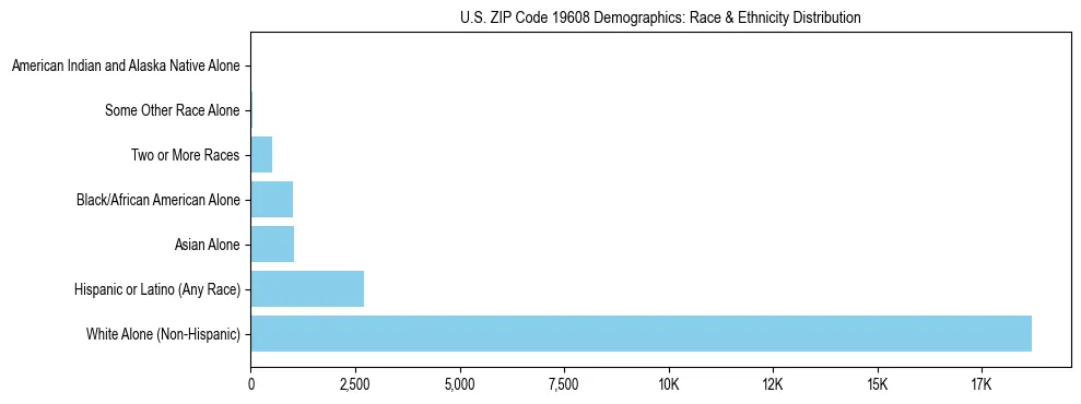 Race and Ethnicity Distribution Chart for US ZIP Code 19608