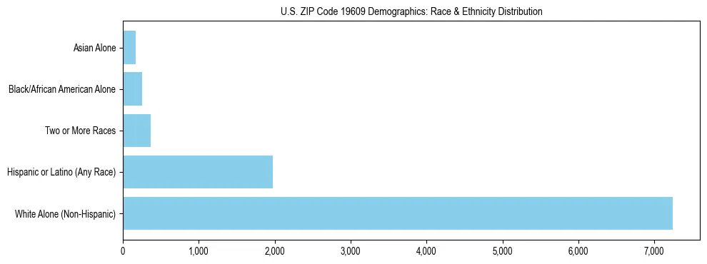 Race and Ethnicity Distribution Chart for US ZIP Code 19609