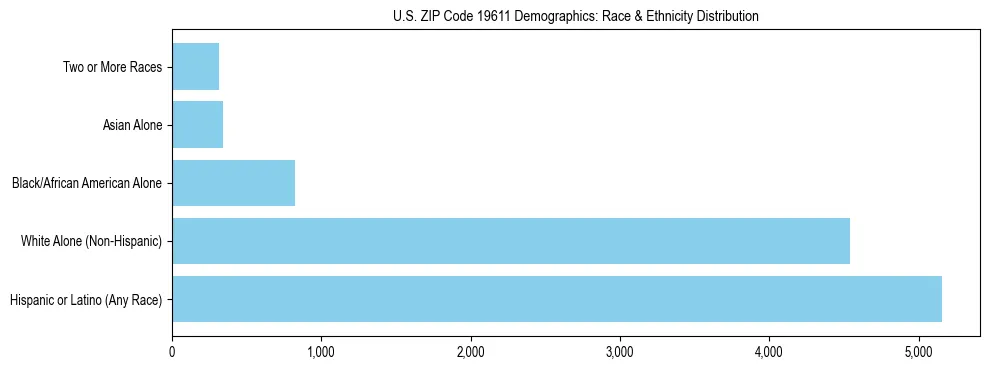 Race and Ethnicity Distribution Chart for US ZIP Code 19611