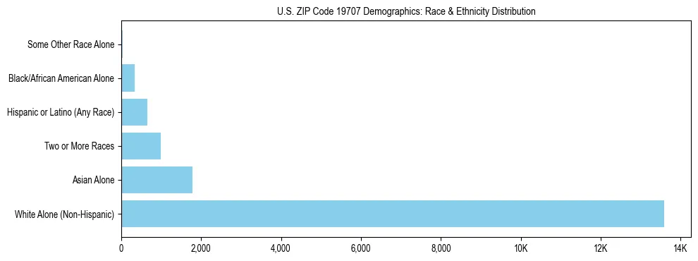 Race and Ethnicity Distribution Chart for US ZIP Code 19707