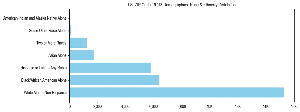 Race and Ethnicity Distribution Chart for US ZIP Code 19713