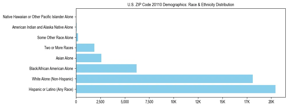 Race and Ethnicity Distribution Chart for US ZIP Code 20110