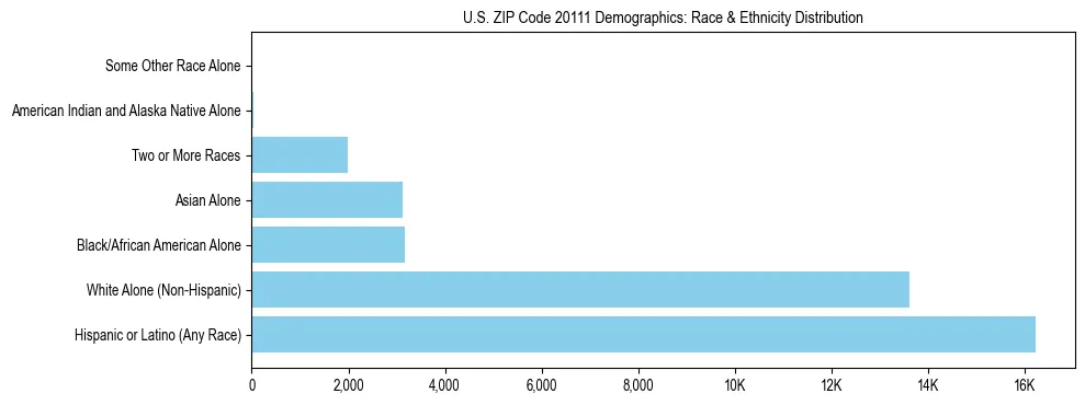Race and Ethnicity Distribution Chart for US ZIP Code 20111