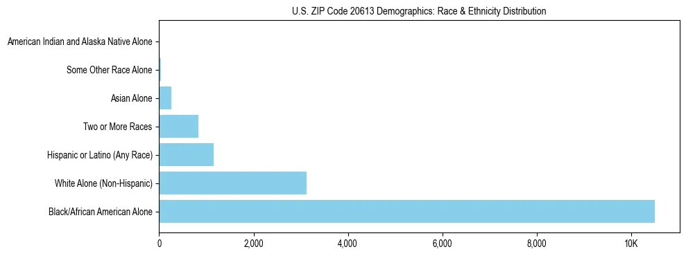 Race and Ethnicity Distribution Chart for US ZIP Code 20613