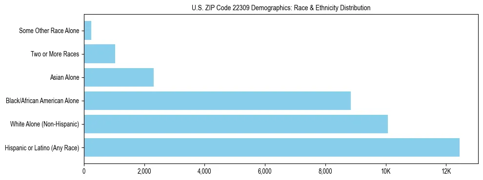 Race and Ethnicity Distribution Chart for US ZIP Code 22309