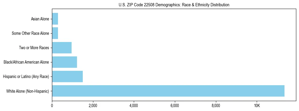 Race and Ethnicity Distribution Chart for US ZIP Code 22508