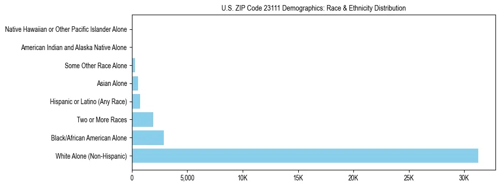 Race and Ethnicity Distribution Chart for US ZIP Code 23111