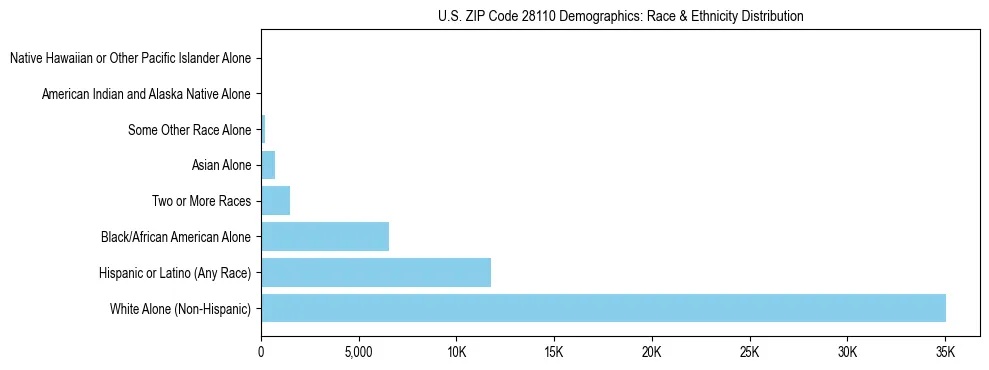 Race and Ethnicity Distribution Chart for US ZIP Code 28110