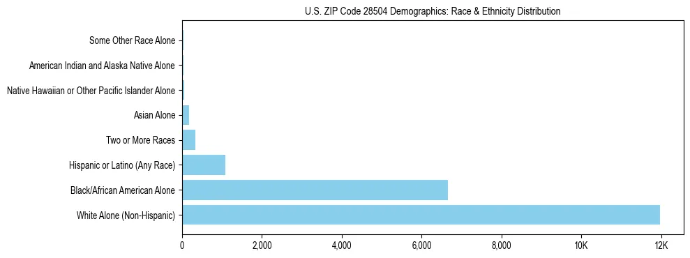 Race and Ethnicity Distribution Chart for US ZIP Code 28504
