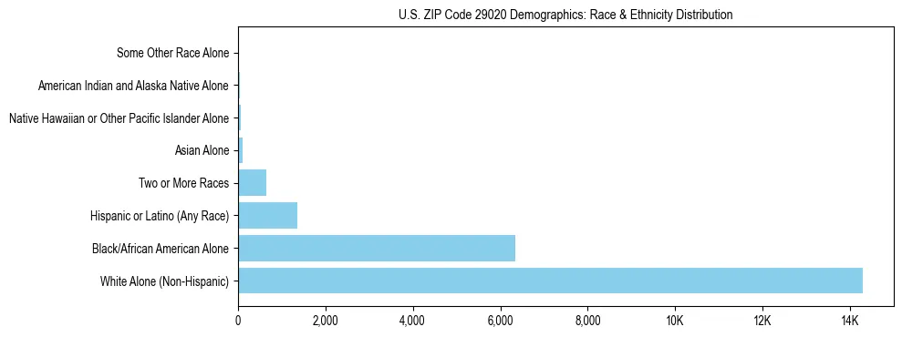 Race and Ethnicity Distribution Chart for US ZIP Code 29020