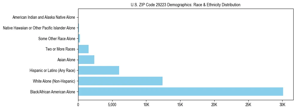 Race and Ethnicity Distribution Chart for US ZIP Code 29223