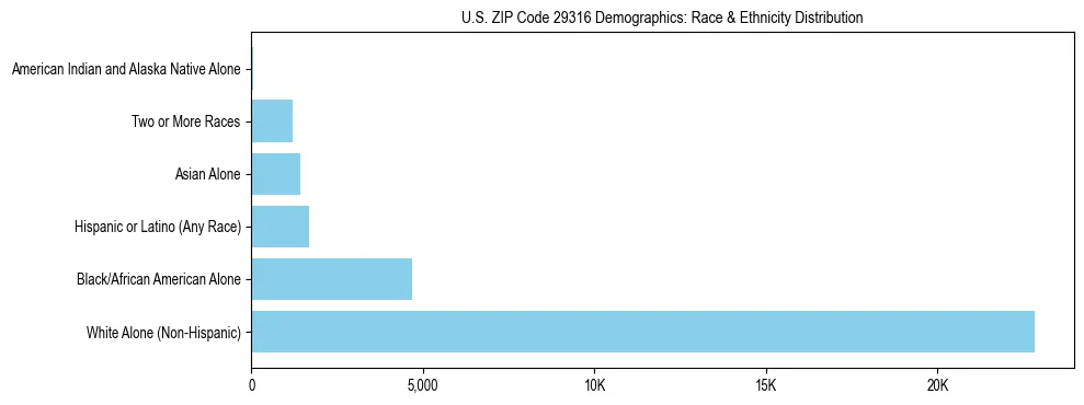 Race and Ethnicity Distribution Chart for US ZIP Code 29316