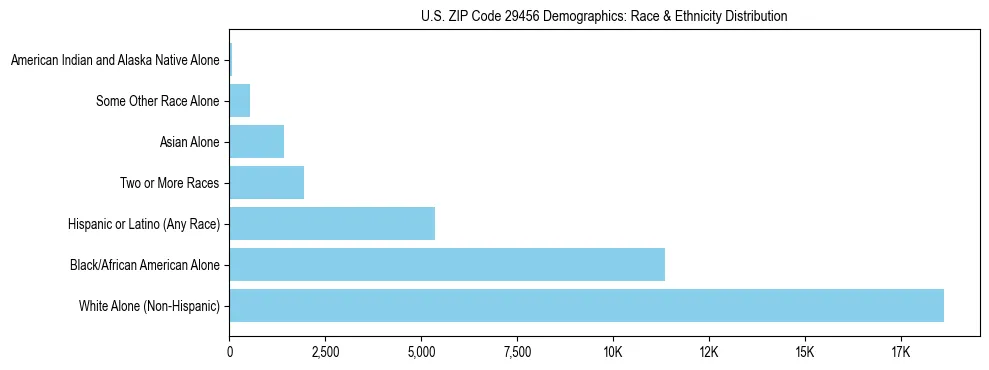 Race and Ethnicity Distribution Chart for US ZIP Code 29456