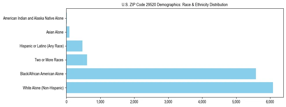 Race and Ethnicity Distribution Chart for US ZIP Code 29520