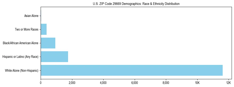 Race and Ethnicity Distribution Chart for US ZIP Code 29669