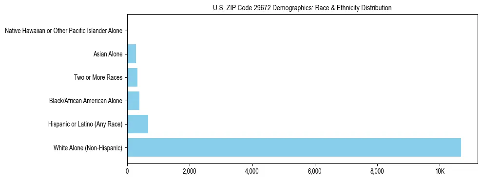 Race and Ethnicity Distribution Chart for US ZIP Code 29672