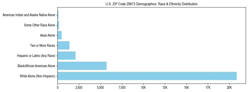 Race and Ethnicity Distribution Chart for US ZIP Code 29673
