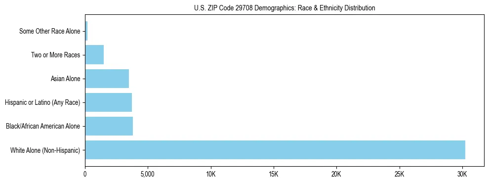 Race and Ethnicity Distribution Chart for US ZIP Code 29708