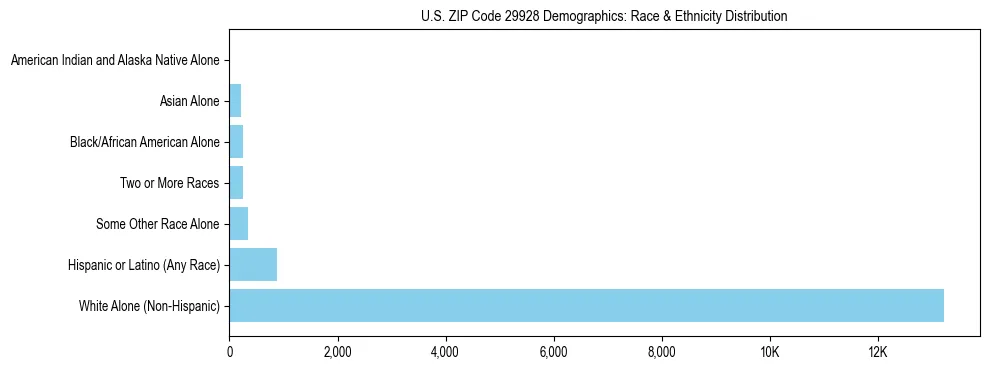 Race and Ethnicity Distribution Chart for US ZIP Code 29928