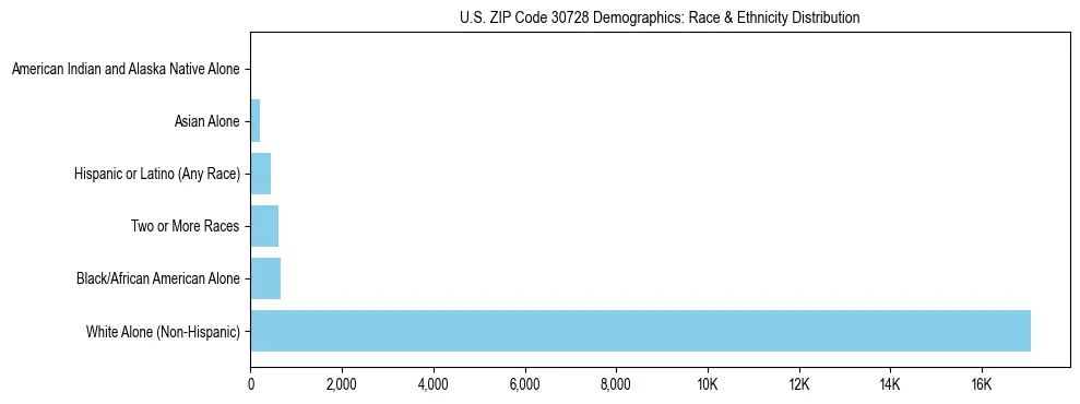 Race and Ethnicity Distribution Chart for US ZIP Code 30728