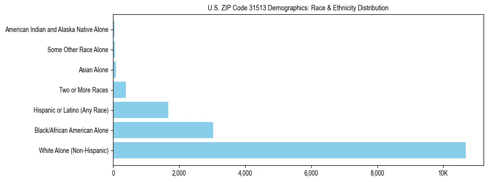 Race and Ethnicity Distribution Chart for US ZIP Code 31513