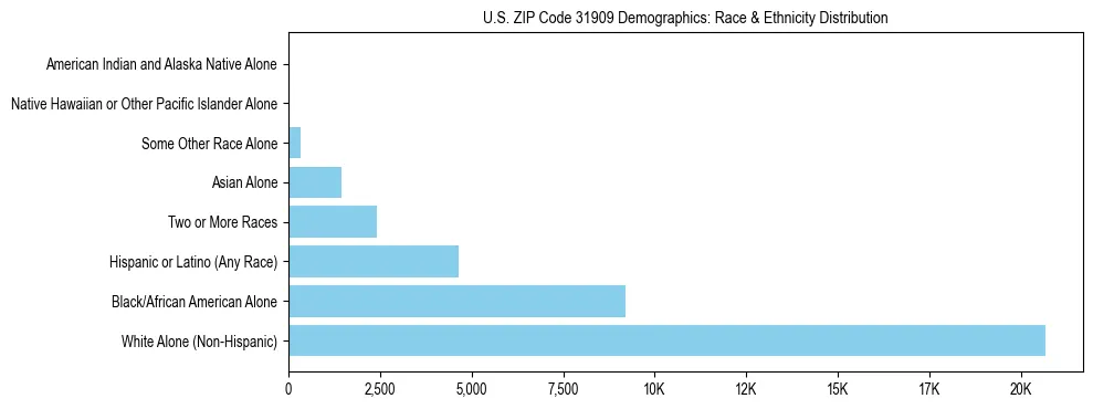 Race and Ethnicity Distribution Chart for US ZIP Code 31909