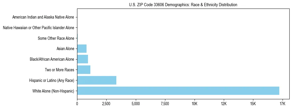 Race and Ethnicity Distribution Chart for US ZIP Code 33606
