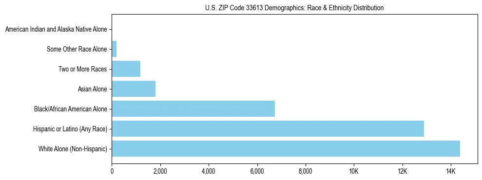 Race and Ethnicity Distribution Chart for US ZIP Code 33613