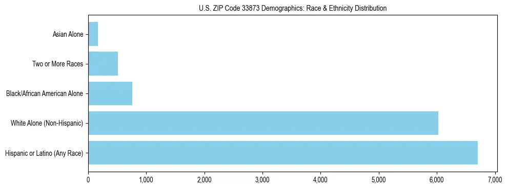 Race and Ethnicity Distribution Chart for US ZIP Code 33873