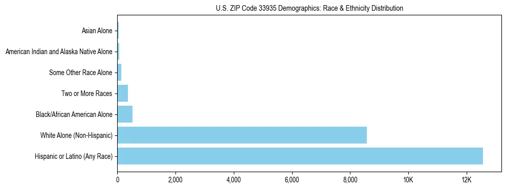 Race and Ethnicity Distribution Chart for US ZIP Code 33935