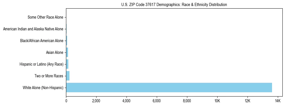 Race and Ethnicity Distribution Chart for US ZIP Code 37617