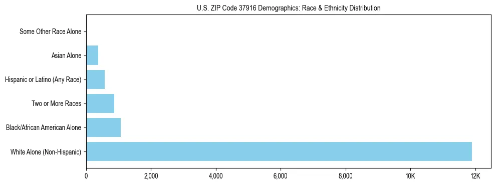 Race and Ethnicity Distribution Chart for US ZIP Code 37916