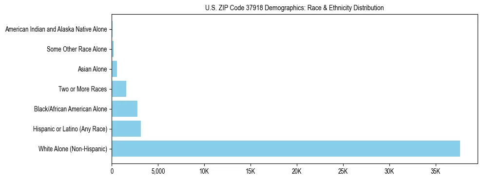 Race and Ethnicity Distribution Chart for US ZIP Code 37918