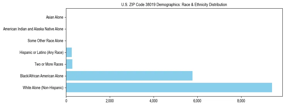 Race and Ethnicity Distribution Chart for US ZIP Code 38019
