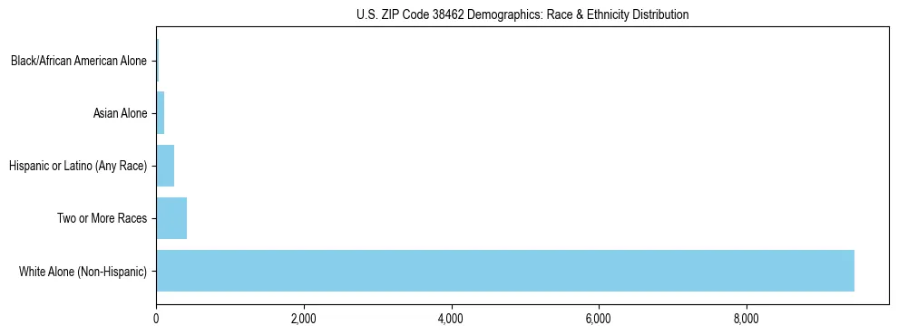 Race and Ethnicity Distribution Chart for US ZIP Code 38462