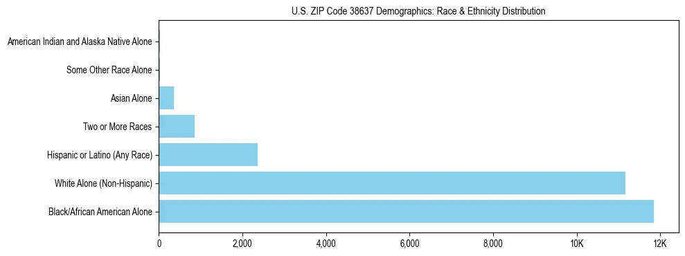 Race and Ethnicity Distribution Chart for US ZIP Code 38637