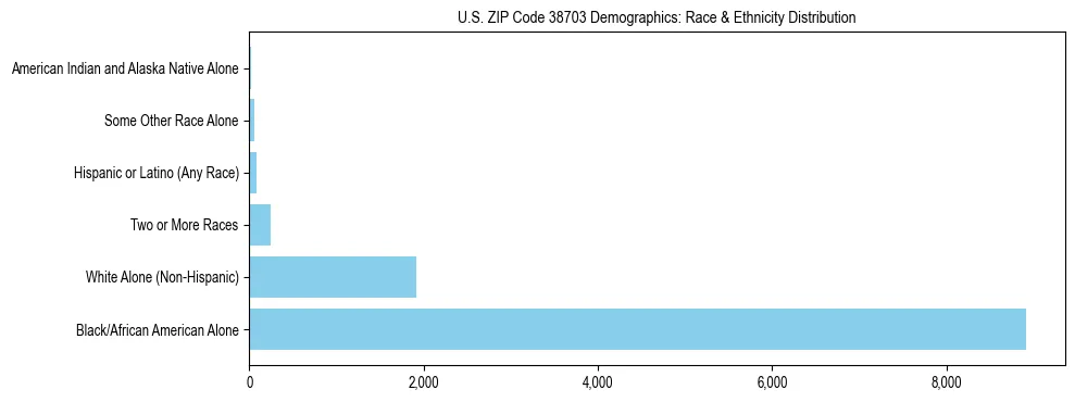 Race and Ethnicity Distribution Chart for US ZIP Code 38703