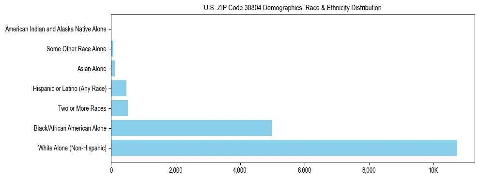 Race and Ethnicity Distribution Chart for US ZIP Code 38804