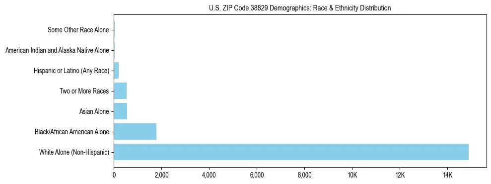 Race and Ethnicity Distribution Chart for US ZIP Code 38829