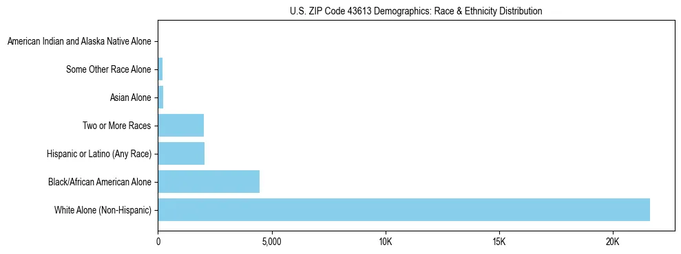 Race and Ethnicity Distribution Chart for US ZIP Code 43613