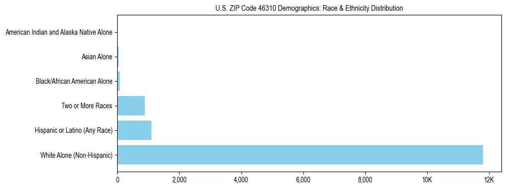 Race and Ethnicity Distribution Chart for US ZIP Code 46310