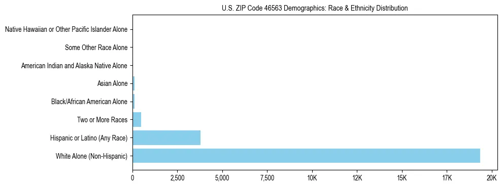 Race and Ethnicity Distribution Chart for US ZIP Code 46563
